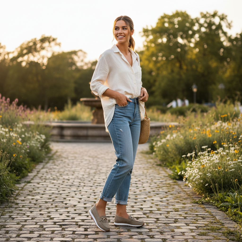 Emma | Women's Loafers With Gold Hardware And Stitch Detail | Casual
