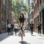 Emma | Women's Midi Skirt With Pleated Texture And Abstract Pattern | Casual