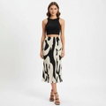 Emma | Women's Midi Skirt With Pleated Texture And Abstract Pattern | Casual