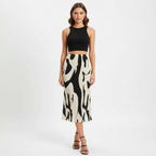 Emma | Women's Midi Skirt With Pleated Texture And Abstract Pattern | Casual