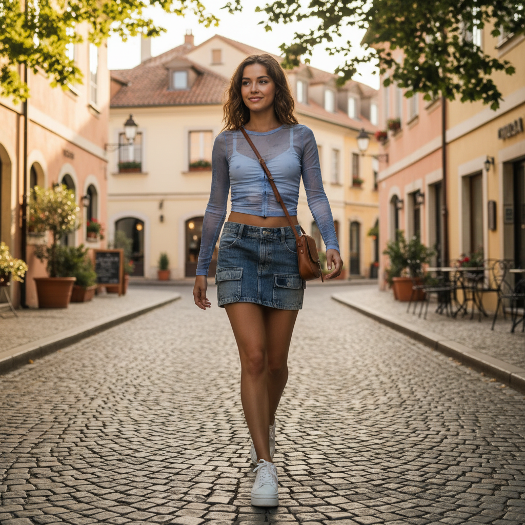 Emma | Women's Mini Skirt With Cargo Pockets And Washed Finish | Streetwear