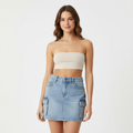 Emma | Women's Mini Skirt With Cargo Pockets And Washed Finish | Streetwear