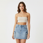 Emma | Women's Mini Skirt With Cargo Pockets And Washed Finish | Streetwear