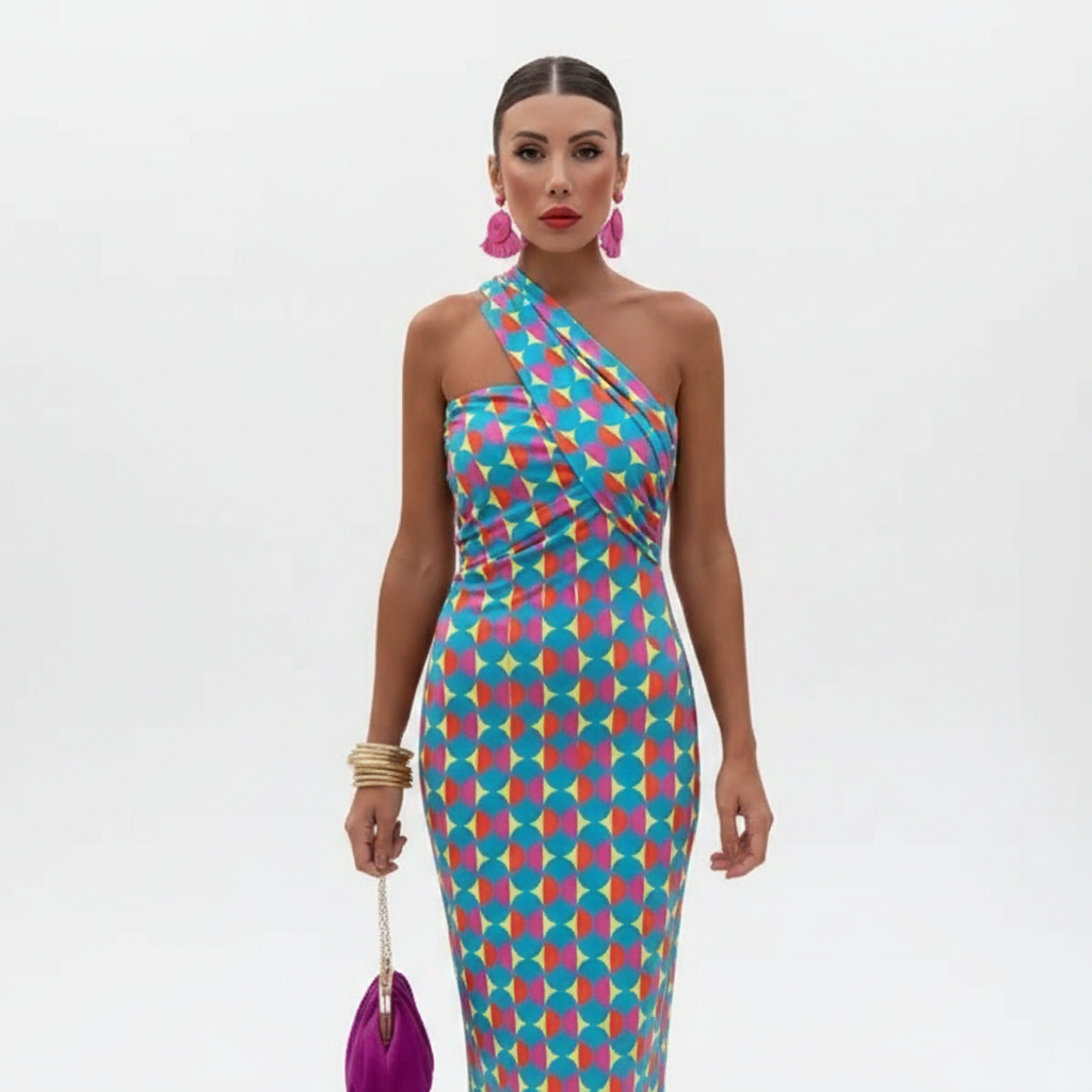 Emma | Women's One Shoulder Dress With Asymmetric Neckline | Elegant