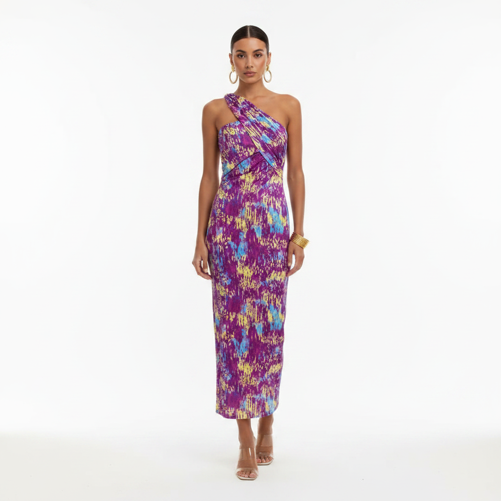 Emma | Women's One Shoulder Dress With Asymmetric Neckline | Elegant