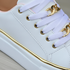 Emma | Women's Orthopedic Sneakers With Gold Hardware And Lace Up Design | Casual