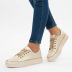 Emma | Women's Orthopedic Sneakers With Gold Hardware And Lace Up Design | Casual