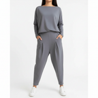 Emma | Women's Outfit Set With Long Sleeve Top And Tapered Pants | Casual
