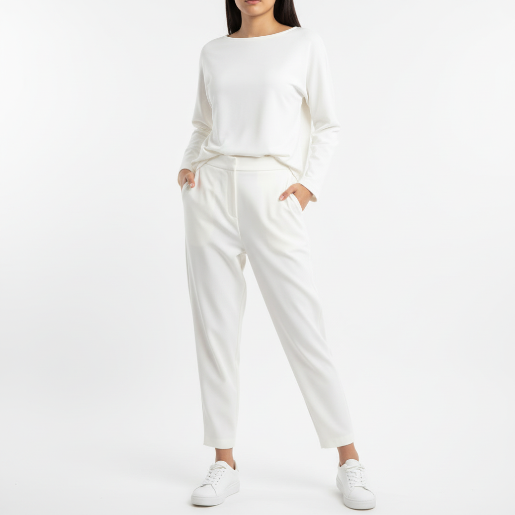 Emma | Women's Outfit Set With Long Sleeve Top And Tapered Pants | Casual