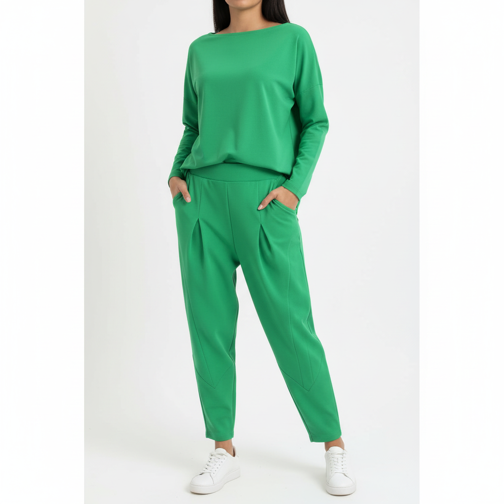 Emma | Women's Outfit Set With Long Sleeve Top And Tapered Pants | Casual