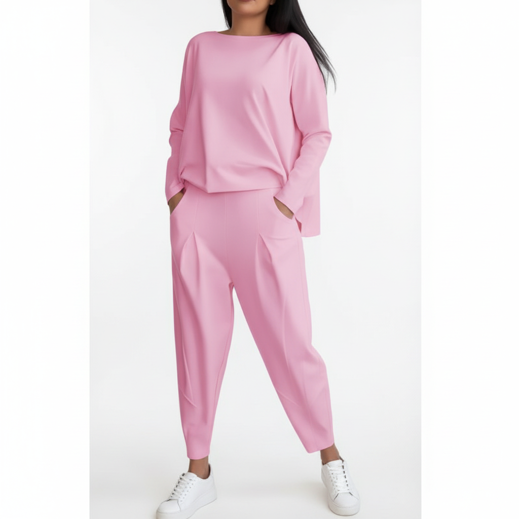 Emma | Women's Outfit Set With Long Sleeve Top And Tapered Pants | Casual