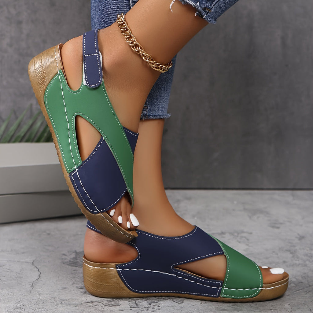 Emma | Women’s Sandals With Two-Tone Straps And Cushioned Wedge | Comfort