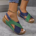 Emma | Women’s Sandals With Two-Tone Straps And Cushioned Wedge | Comfort