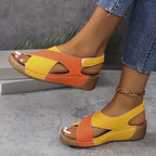 Emma | Women’s Sandals With Two-Tone Straps And Cushioned Wedge | Comfort