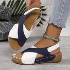 Emma | Women’s Sandals With Two-Tone Straps And Cushioned Wedge | Comfort