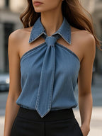 Emma | Women’s Sleeveless Top With Mandarin Collar