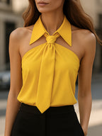 Emma | Women’s Sleeveless Top With Mandarin Collar