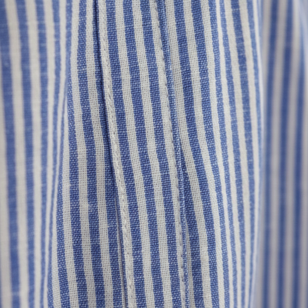 Emma | Women's Striped Midi Dress With Button Front And Short Sleeves | Casual