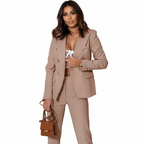 Emma | Women's Two-Piece Blazer Suit With Gold Buttons And Fitted Pants | Elegant