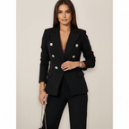 Emma | Women's Two-Piece Blazer Suit With Gold Buttons And Fitted Pants | Elegant