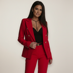 Emma | Women's Two-Piece Blazer Suit With Gold Buttons And Fitted Pants | Elegant