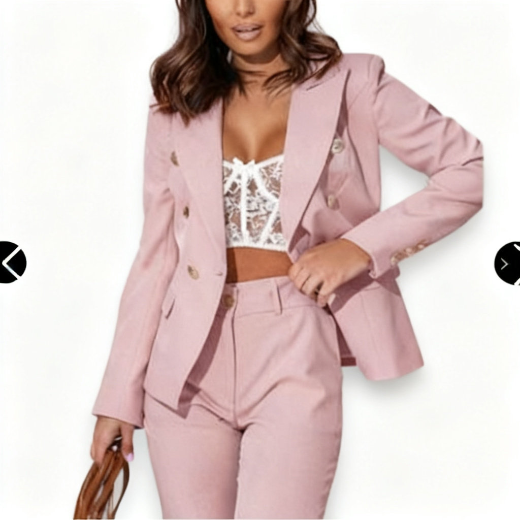 Emma | Women's Two-Piece Blazer Suit With Gold Buttons And Fitted Pants | Elegant
