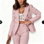 Emma | Women's Two-Piece Blazer Suit With Gold Buttons And Fitted Pants | Elegant