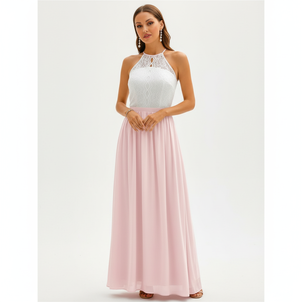 Emma | Women's Wedding Guest Dress With Halter Neckline And Pleated Skirt | Elegant