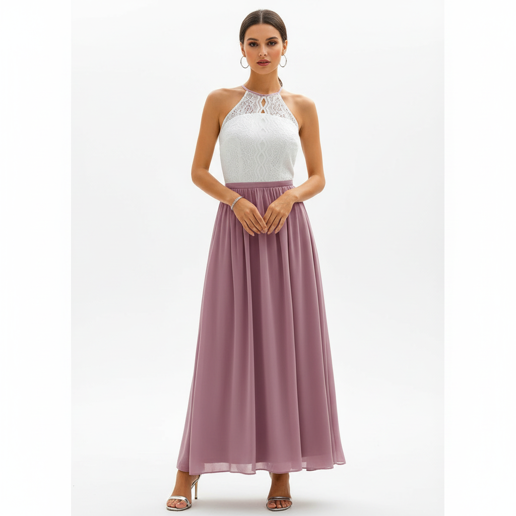 Emma | Women's Wedding Guest Dress With Halter Neckline And Pleated Skirt | Elegant