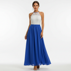 Emma | Women's Wedding Guest Dress With Halter Neckline And Pleated Skirt | Elegant