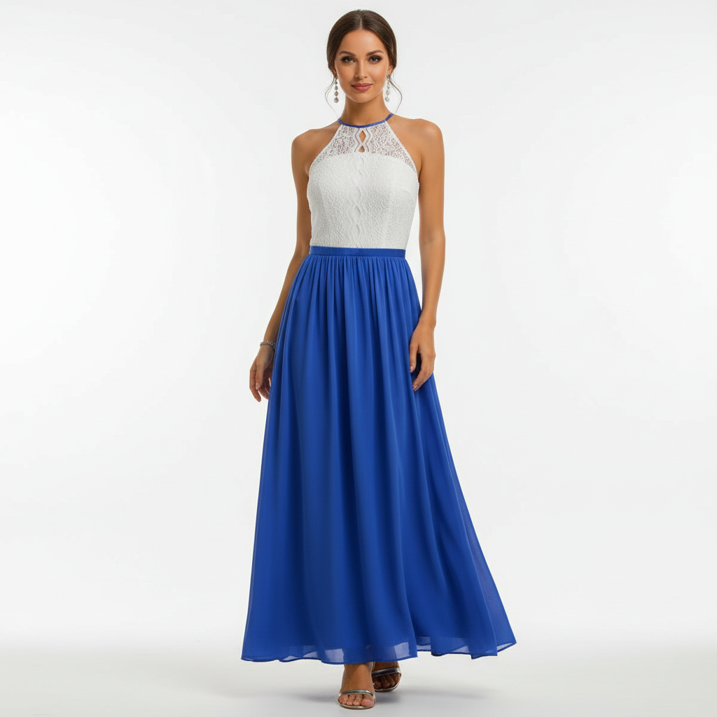 Emma | Women's Wedding Guest Dress With Halter Neckline And Pleated Skirt | Elegant