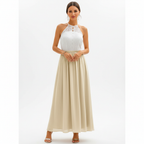 Emma | Women's Wedding Guest Dress With Halter Neckline And Pleated Skirt | Elegant