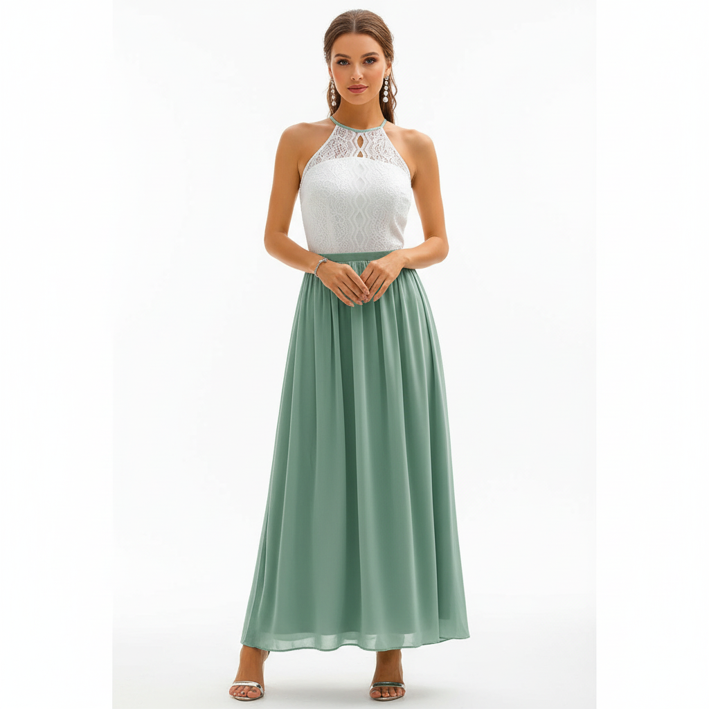 Emma | Women's Wedding Guest Dress With Halter Neckline And Pleated Skirt | Elegant