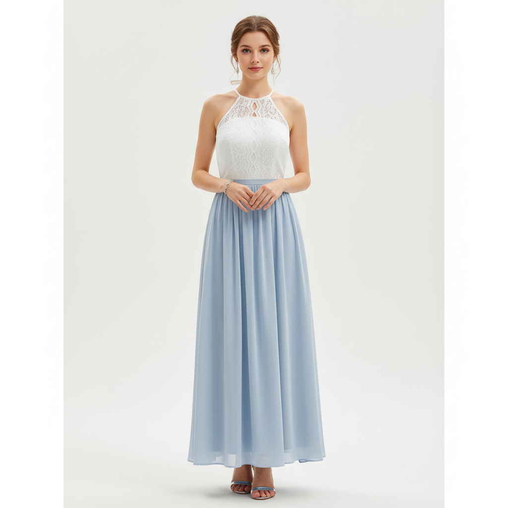Emma | Women's Wedding Guest Dress With Halter Neckline And Pleated Skirt | Elegant