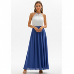 Emma | Women's Wedding Guest Dress With Halter Neckline And Pleated Skirt | Elegant