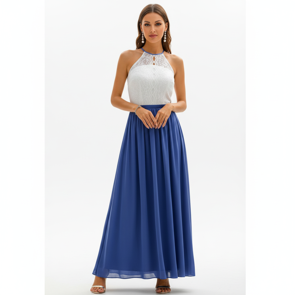 Emma | Women's Wedding Guest Dress With Halter Neckline And Pleated Skirt | Elegant