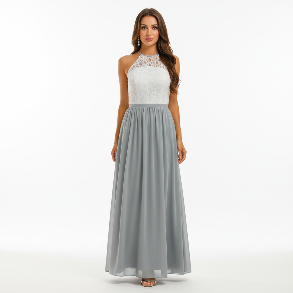 Emma | Women's Wedding Guest Dress With Halter Neckline And Pleated Skirt | Elegant