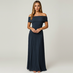 Emma | Women's Wedding Guest Dress With Off-Shoulder Neckline And Pleated Skirt | Elegant