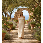 Emma | Women's Wedding Guest Maxi Dress With Off Shoulder Neckline And Pleated Skirt | Elegant