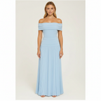 Emma | Women's Wedding Guest Maxi Dress With Off Shoulder Neckline And Pleated Skirt | Elegant