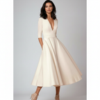 Emma | Women's Wedding Guest Midi Dress With Draped Design And Sleeveless Cut | Elegant