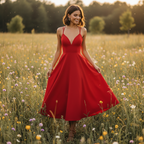 Emma | Women's Wedding Guest Midi Dress With Sweetheart Neckline And Spaghetti Straps | Elegant