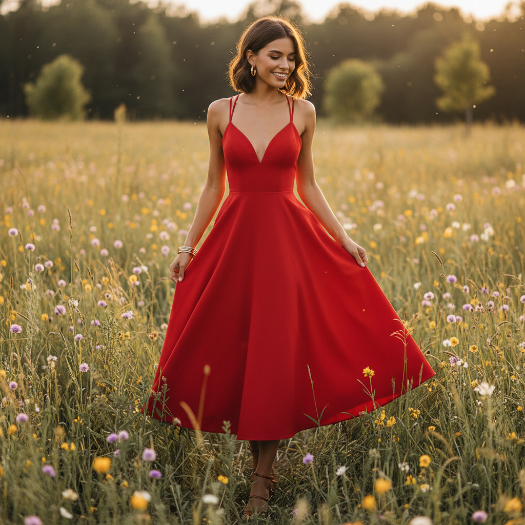 Emma | Women's Wedding Guest Midi Dress With Sweetheart Neckline And Spaghetti Straps | Elegant