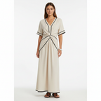 Emma | Women's Wrap Waist Midi Dress With Pleated Skirt And Short Sleeves | Casual