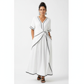 Emma | Women's Wrap Waist Midi Dress With Pleated Skirt And Short Sleeves | Casual