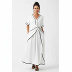 Emma | Women's Wrap Waist Midi Dress With Pleated Skirt And Short Sleeves | Casual