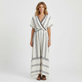 Emma | Women's Wrap Waist Midi Dress With V-Neck And Short Sleeves | Casual