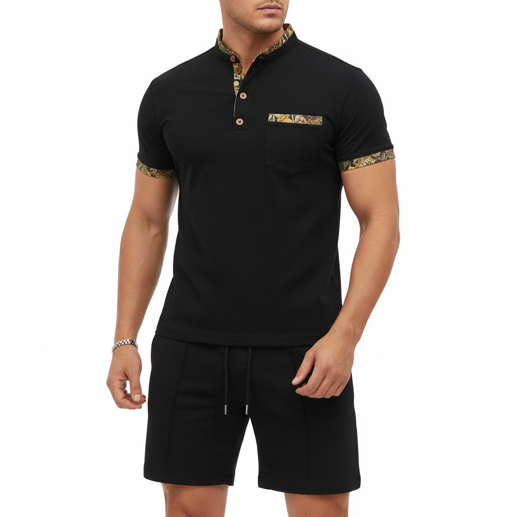 Ethan | Men's 2-Piece Set With Short Sleeve Polo And Drawstring Shorts | Sporty