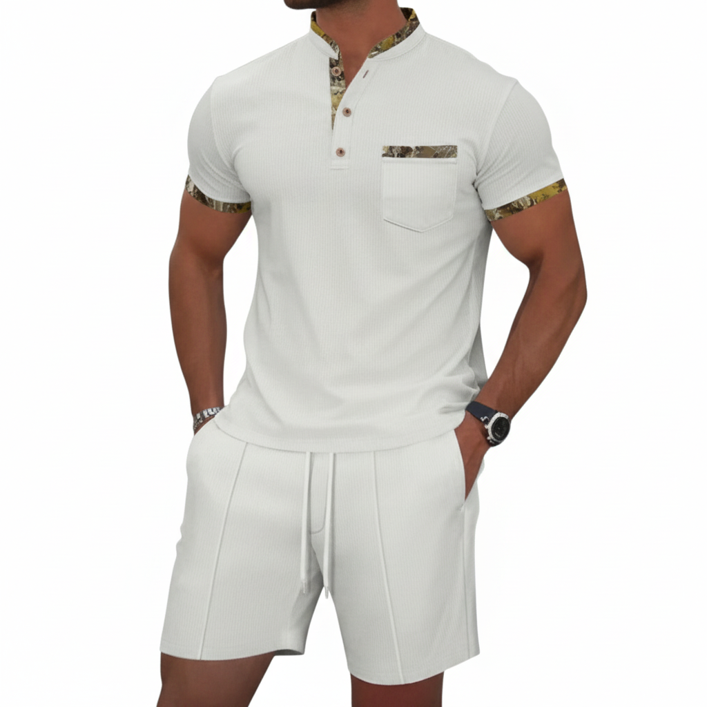 Ethan | Men's 2-Piece Set With Short Sleeve Polo And Drawstring Shorts | Sporty
