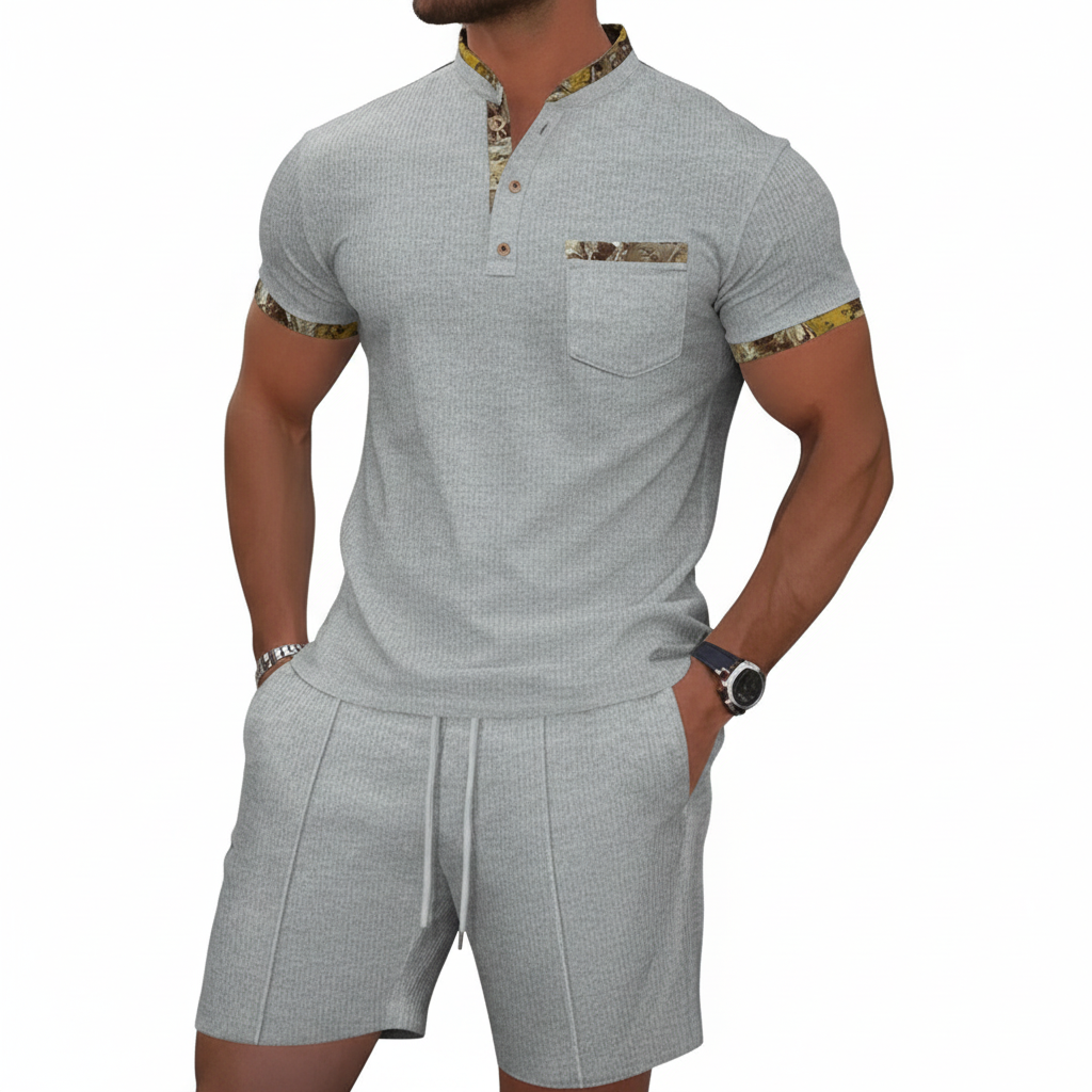 Ethan | Men's 2-Piece Set With Short Sleeve Polo And Drawstring Shorts | Sporty